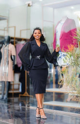 Chic black peplum blazer dress